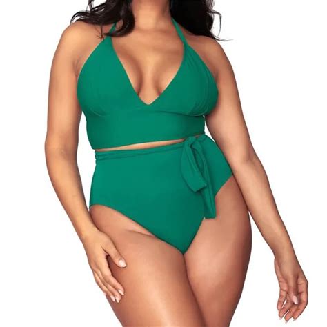 3xl Plus Size Swimwear Women Halter High Waist Bikini 2019 Green Push Up Swimsuit Women Summer