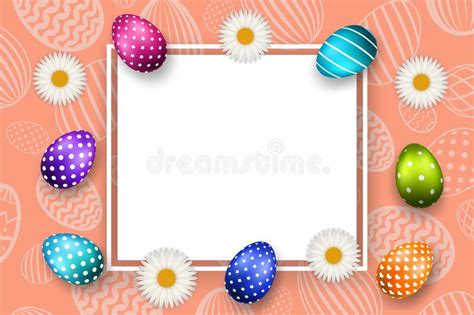 Easter Card Template With Colored Eggs Stock Vector Illustration Of