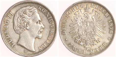 Bayern 2 Mark 1876 D Ludwig II 1864 1886 Vorzüglich MA Shops