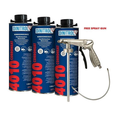 DINITROL 4010 HIGH TEMPERATURE RUST PROOFING WAX 1 LITRE 3x + SPRAYGUN ...