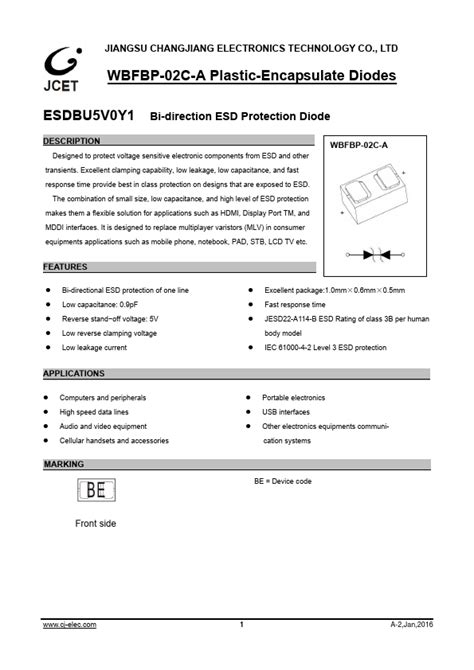 Esdbu V Y Datasheet Pdf Esd Protection Diode