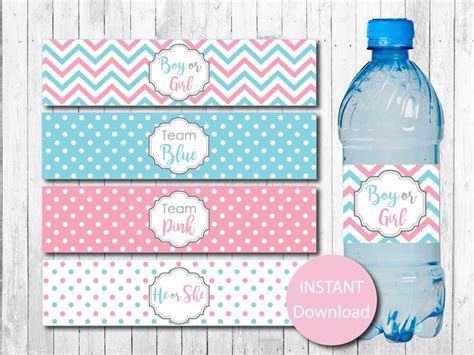 Gender Reveal Water Bottle Labels Gender Reveal Party Boy Or Girl