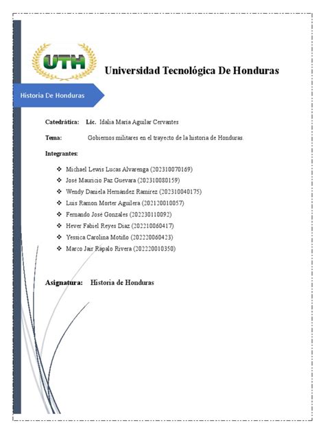 Informe De Exposicion Gobiernos Militares Pdf Honduras El Salvador