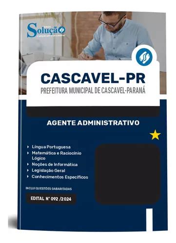 Apostila Cascavel Pr 2024 Agente Administrativo Editora Solução