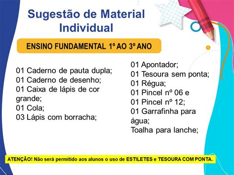 Lista De Material Escolar 3 Ano Ensino Fundamental Municipal - 5