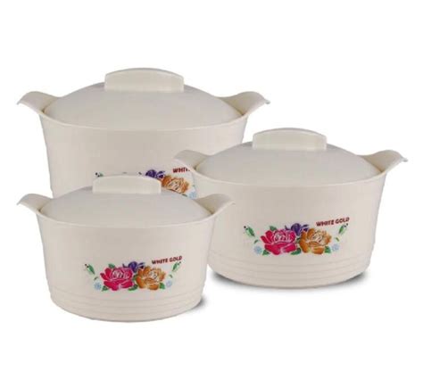 Peacock White Gold Hot Pot Pieces Set Insulated Food Warmer Or Cooler White Hot Pot Set Daraz Pk
