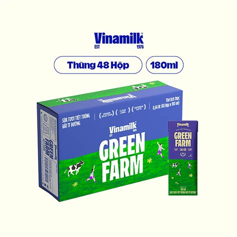 Thùng 48 Hộp Sữa Tươi Tiệt Trùng Vinamilk Green Farm Rất ít đường – Lốc ...