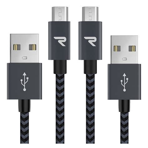 C Ble Usb Micro Nylon Tress Rampow Raa Gris Noir Cm Pack De