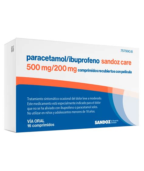 Paracetamol Ibuprofeno Sandoz Care Mg Mg Comprimidos