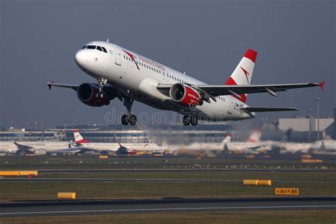 Austrian Airlines Plane Taking Off From Vienna Airport Vie Editorial