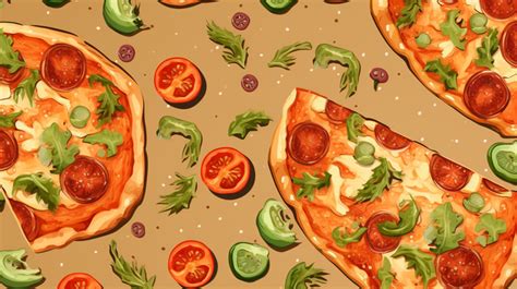 Colorful Vector Seamless Texture Of Pizza Slices With A Variety Of