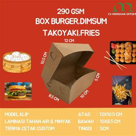 Jual Box Burger Dimsum Kentang Takoyaki Bola Ubi Cookies Kue Kotak Box