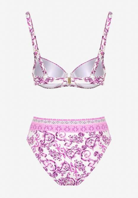Fuksjowe Bikini Zdobione Ornamentalnym Printem Biustonosz I Figi Mirulea Renee
