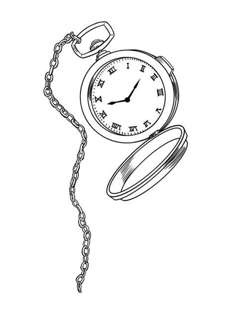 Pocket Watch Line Drawing At Getdrawings Free Download