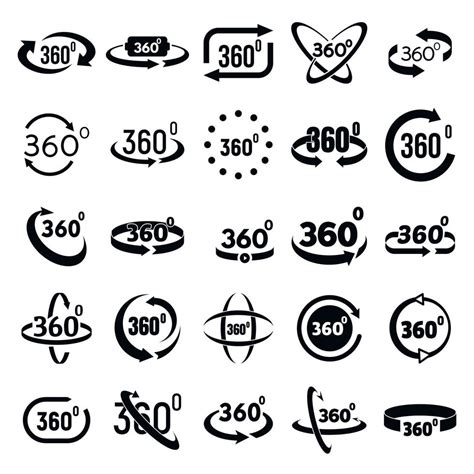 360 Degrees Icons Set Simple Style 8883381 Vector Art At Vecteezy