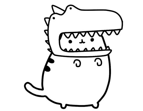 Coloriage Pusheen De Dinosaure Télécharger Et Imprimer Gratuit Sur