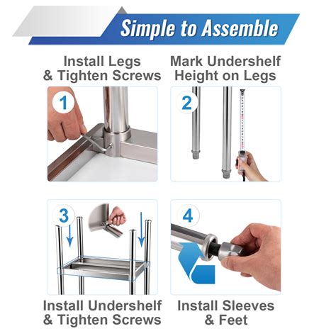 Vevor Stainless Steel Prep Table 24 X 18 X 36 Inch 600lbs Load Capacity Heavy Duty Metal