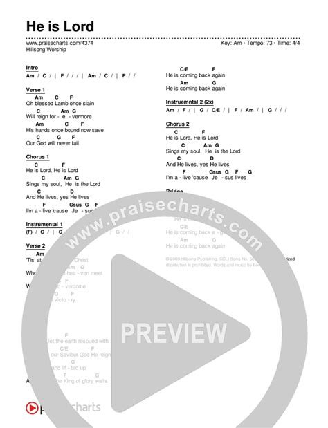 He is Lord Chords PDF (Hillsong Worship) - PraiseCharts