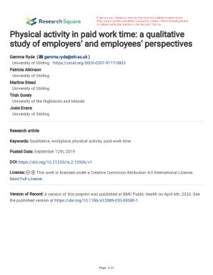 Fillable Online Physical Activity In Paid Work Time A Qualitative