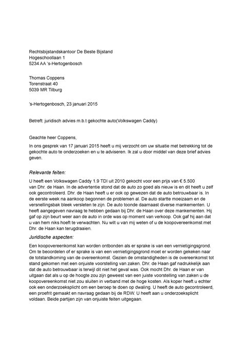 Adviesbrief Juridisch Advies M B T Gekochte Autorn