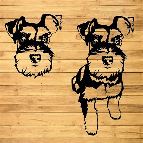 Miniature Schnauzer Svg Silhouettes Dxf Dog Peeking Svg For Etsy