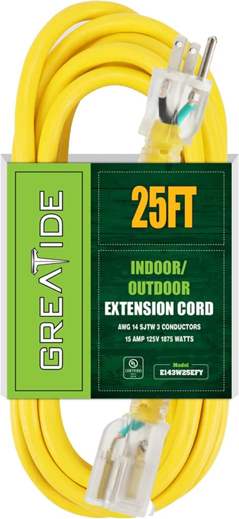 Amazon GREATIDE 25 Ft 14 3 Lighted Outdoor Extension Cord 14