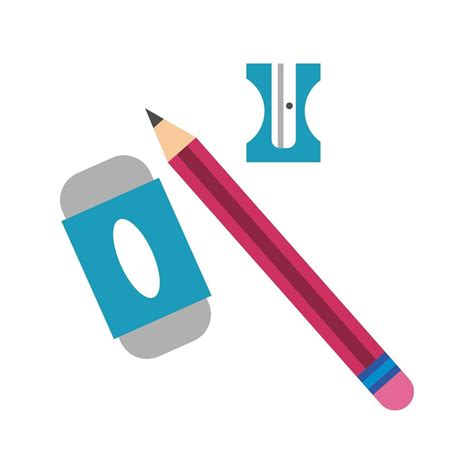 Pencil With Eraser And Sharpener Flat Style 2568101 Vector Art At Vecteezy