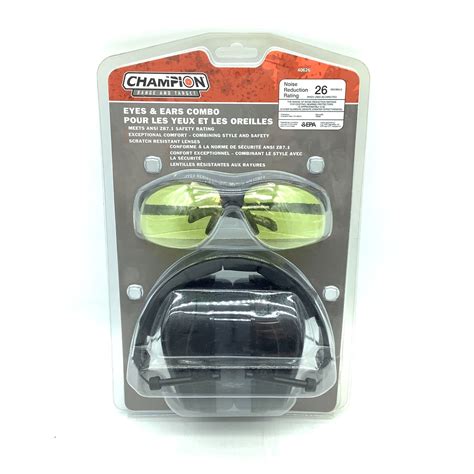 Champion Eyes and Ears Combo, 26 dB Noise Reduction Rating Ear Muffs, New