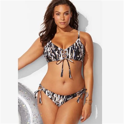 2018 Big Cups Plus XxxL 4xl Large Size Bikini Set Print Leopard