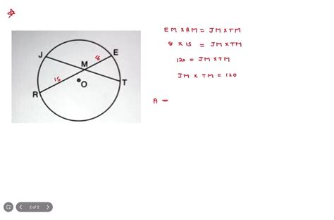 Solved In The Diagram Below Of Circle Chords Jt And Er Intersect