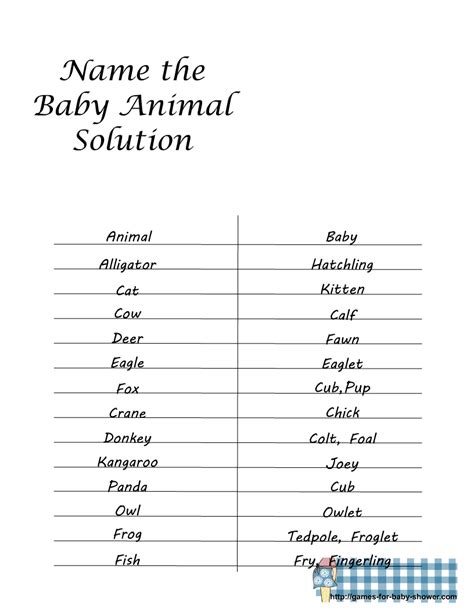 baby animal names