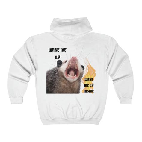 Opossum Scream WAKE ME UP Evanescence Flames Full Zip Hooded Sweatshirt ...