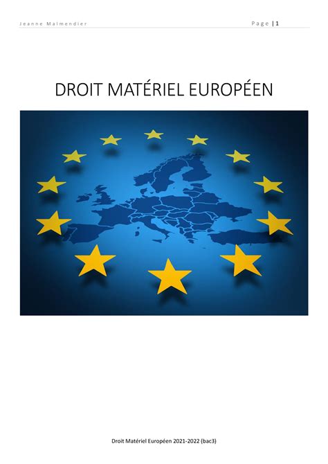 DME cours cours DROIT MATÉRIEL EUROPÉEN 0 Informations pratiques