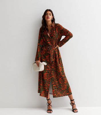 Cameo Rose Multicoloured Leopard Print Collared Midi Shirt Dress New Look