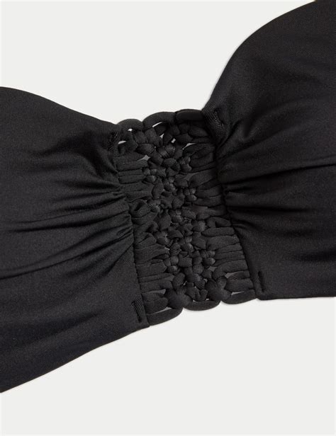 Macramé Detail Padded Bandeau Bikini Top M S Collection M S
