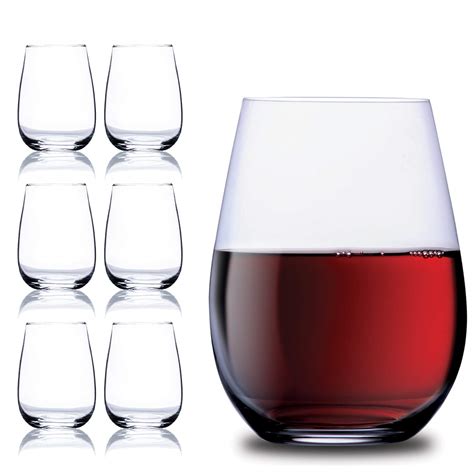 Chefs Star 15 Ounce Stemless Wine Glasses Set Classic Durable Wine Cups Ideal For All