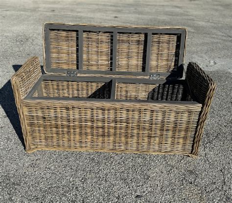 Key Largo Rattan Storage Bench Etsy