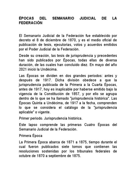 Épocas Del Semanario Judicial De La Federación Texto Audio Pdf