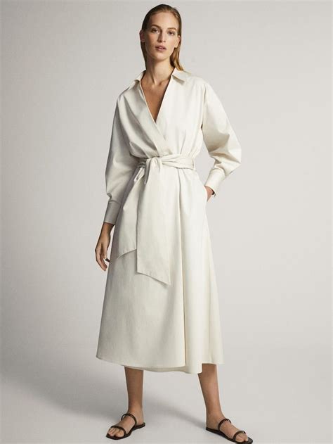 POPLIN SHIRT DRESS WITH BELT Women Massimo Dutti Poplin Dress