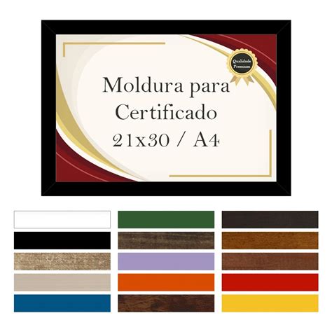 Moldura Quadro A4 Para Certificado Madeira Laqueada Premium Vidro 147