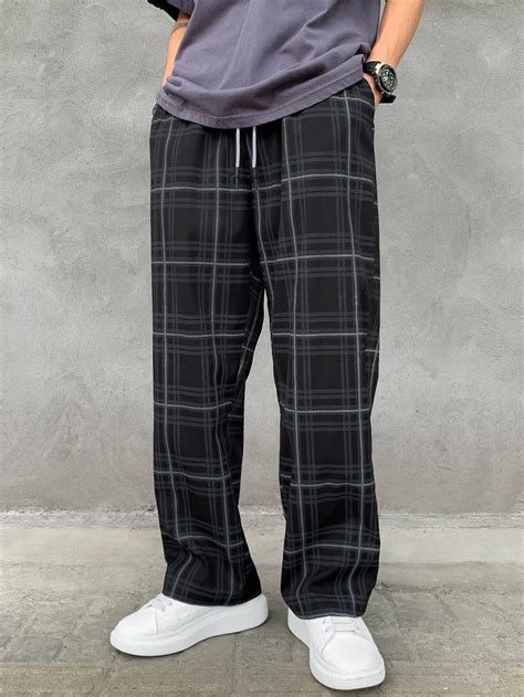 Manfinity Hypemode Loose Mens Plaid Drawstring Waist Pants Shein Usa