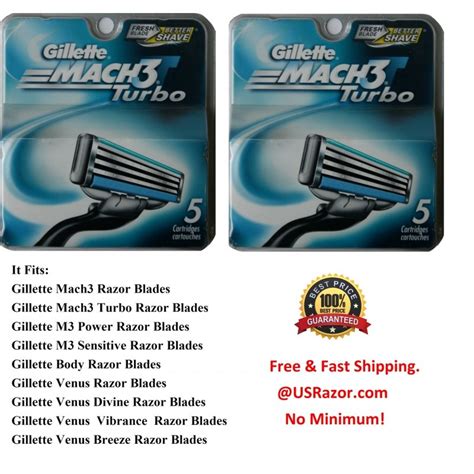 Gillette Mach Turbo Razor Blades Refill Cartridges