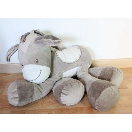 Doudou géant cheval beige marron blanc couronnes NATTOU