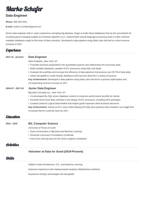 Data Engineer Resume Sample And Guide 20 Tips