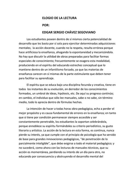 Elogio De La Lectura PDF