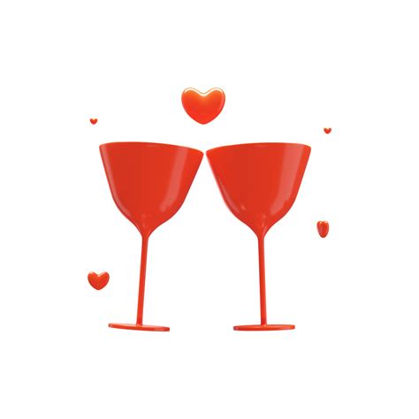 3D Render of Toast Cocktail Glass With Hearts. 23792362 PNG