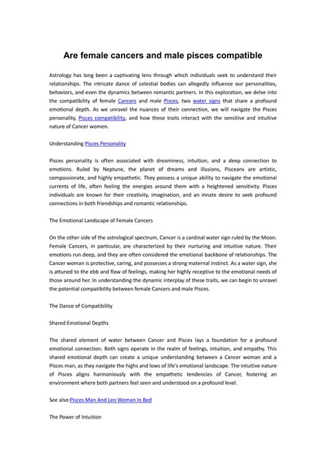 Are female cancers and male pisces compatible | DOC