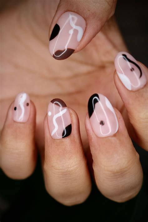 Abstract Nail Art Nude Brown Press On Nails Nails False Etsy Uk