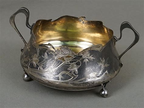 Сахарница-конфетница в стиле модерн, серебро 84 пробы, гравировка ...