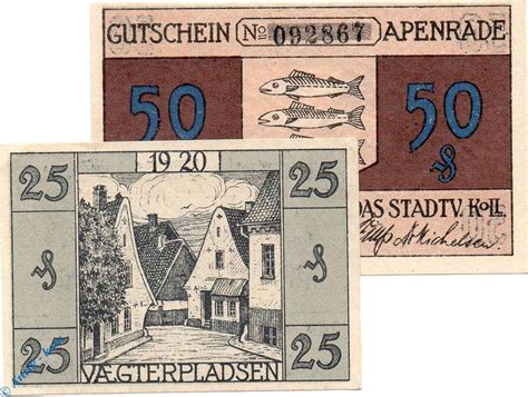 Notgeld De Scheine Kpl Notgeld Stadt Apenrade Set Mit